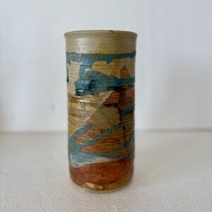 Vintage 1970s Studio Pottery Stoneware Vase Earth Tone Ceramic